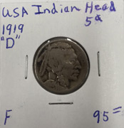 1919 Indian Head five cent piece